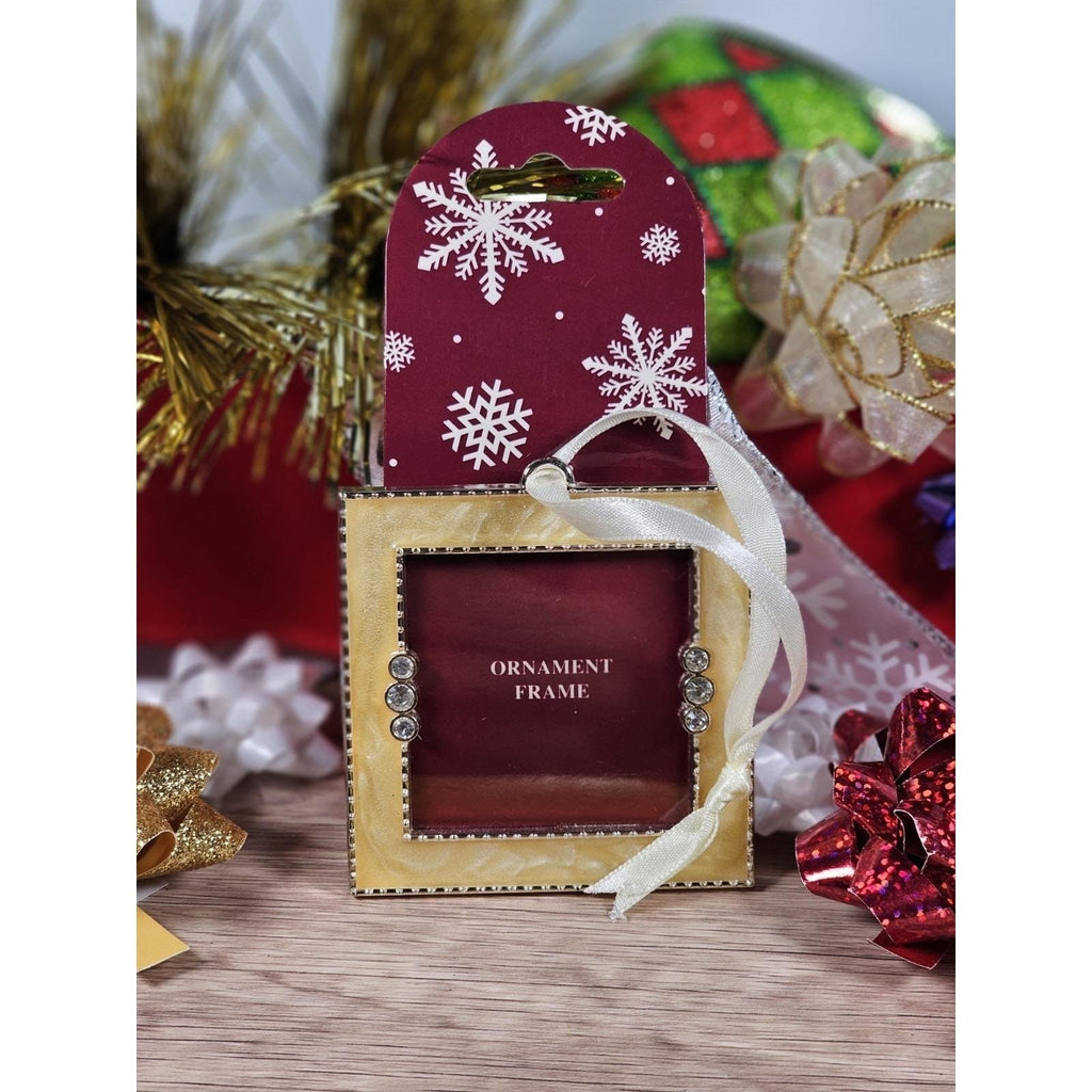 Gold Rhinestone Photo Frame Ornament Square Christmas Decor