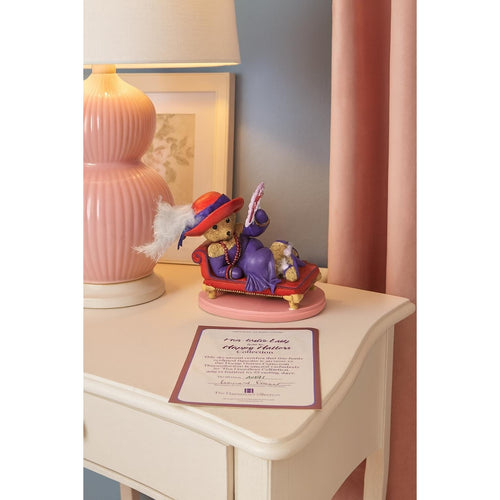 Hamilton Collection Happy Hatters Bear Figurine on Chaise Lounge 4"
