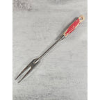 Vintage BBQ Carving Fork Wood Handle Red Paint Rustic 13 Inch