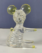 Set Of 2 Lucite Clear Acrylic Mouse Figurines 2 3/4 Inches With Yellow Ears & Ac