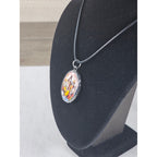 Vintage Hindu Deity Pendant Necklace Oval Religious Charm