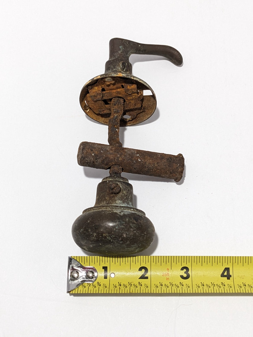 Antique Bronze Door Knob & Latch Set – 19th Century Architectural Hardware