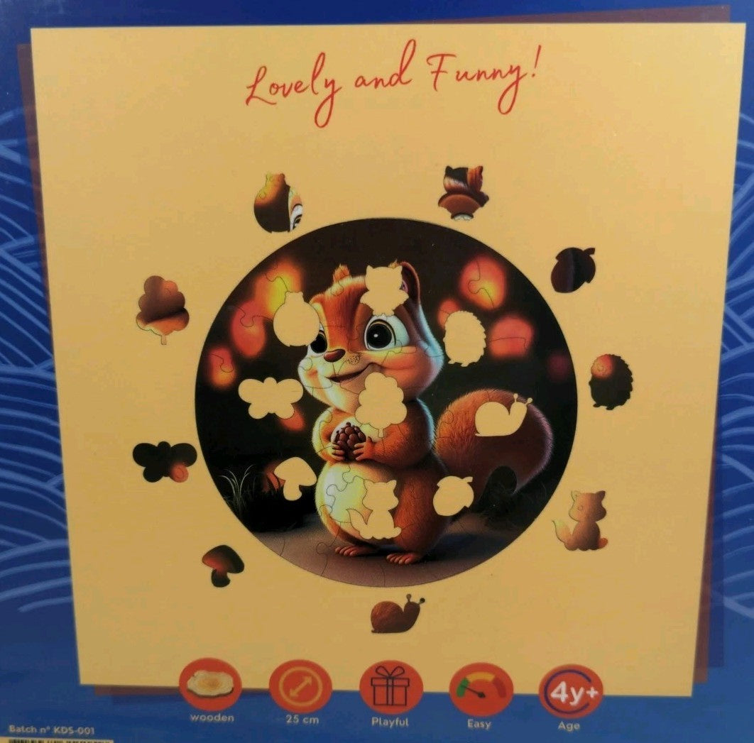 Vintage Goldbird Creations Baby Squirrel Wooden Puzzle – 50 Pieces