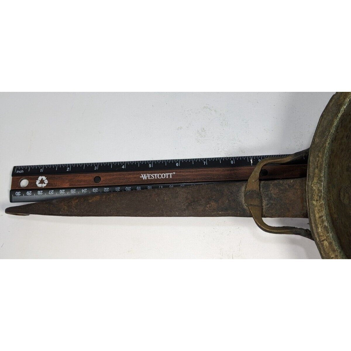 Vintage Copper Skillet with Wrought Iron Handle Rustic Hanging Pan Decor