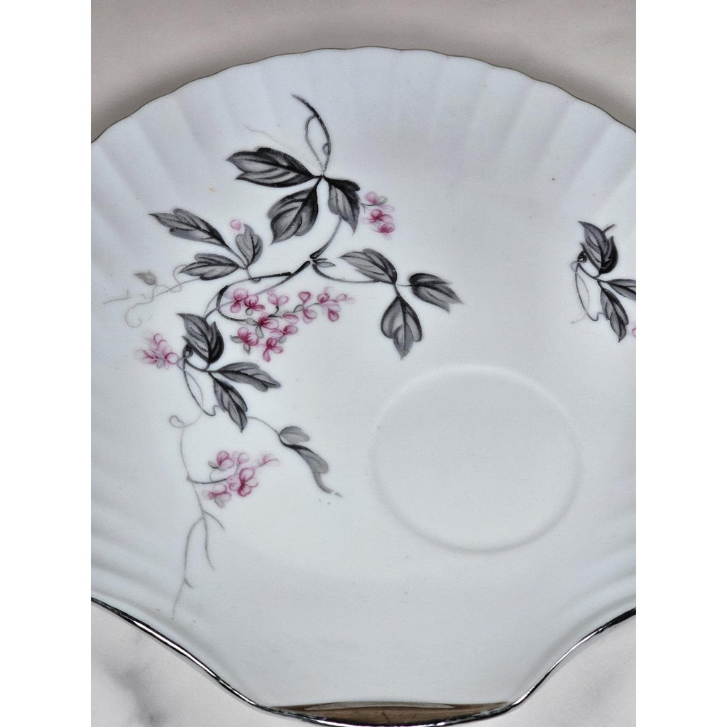 Vintage Porcelain Snack Plate Hand Painted Cherry Blossom Floral 8 Inch
