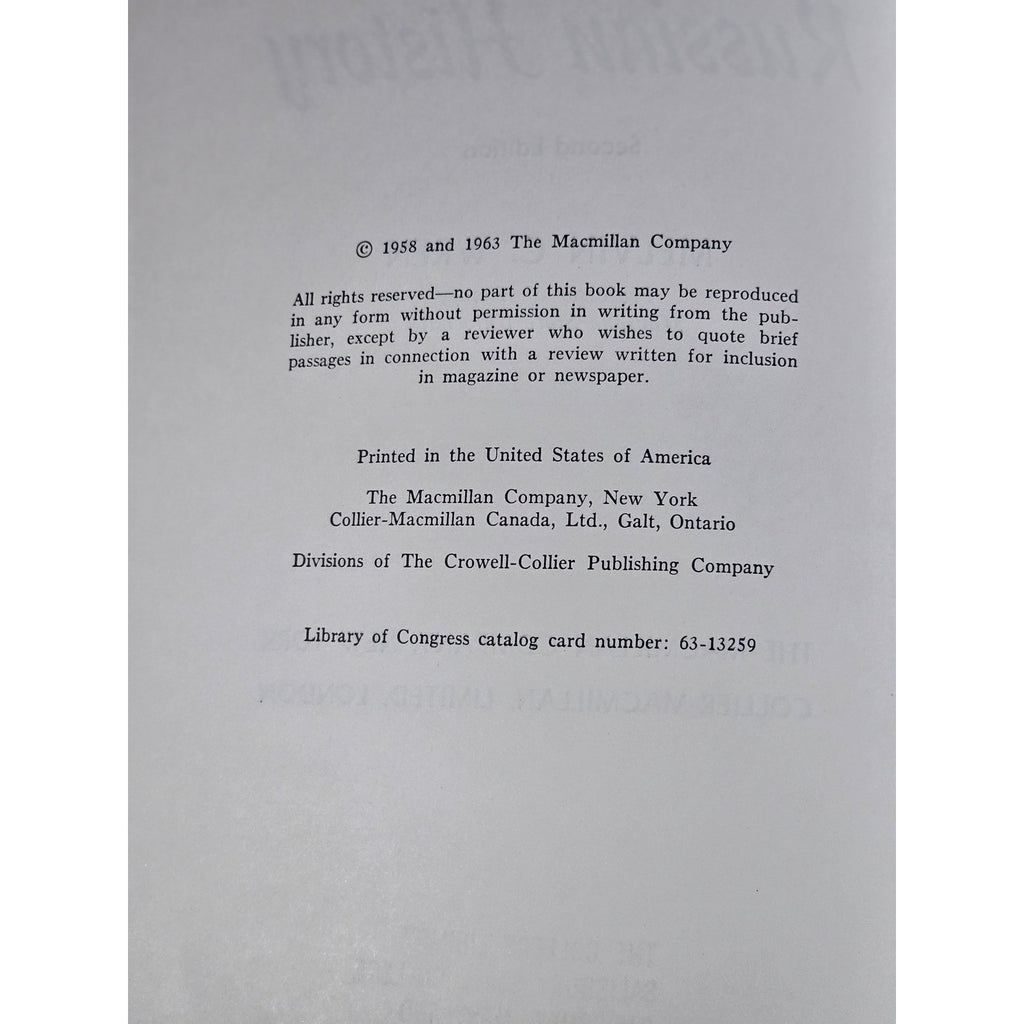 The Course of Russian History 2nd Ed 1963 Macmillan HC