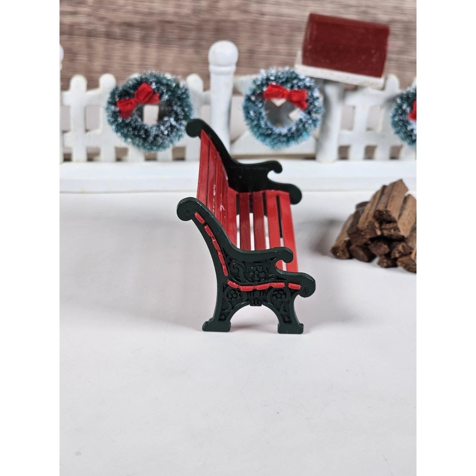 Vintage Lemax Christmas Village Accessories Fence Bench Firewood Set