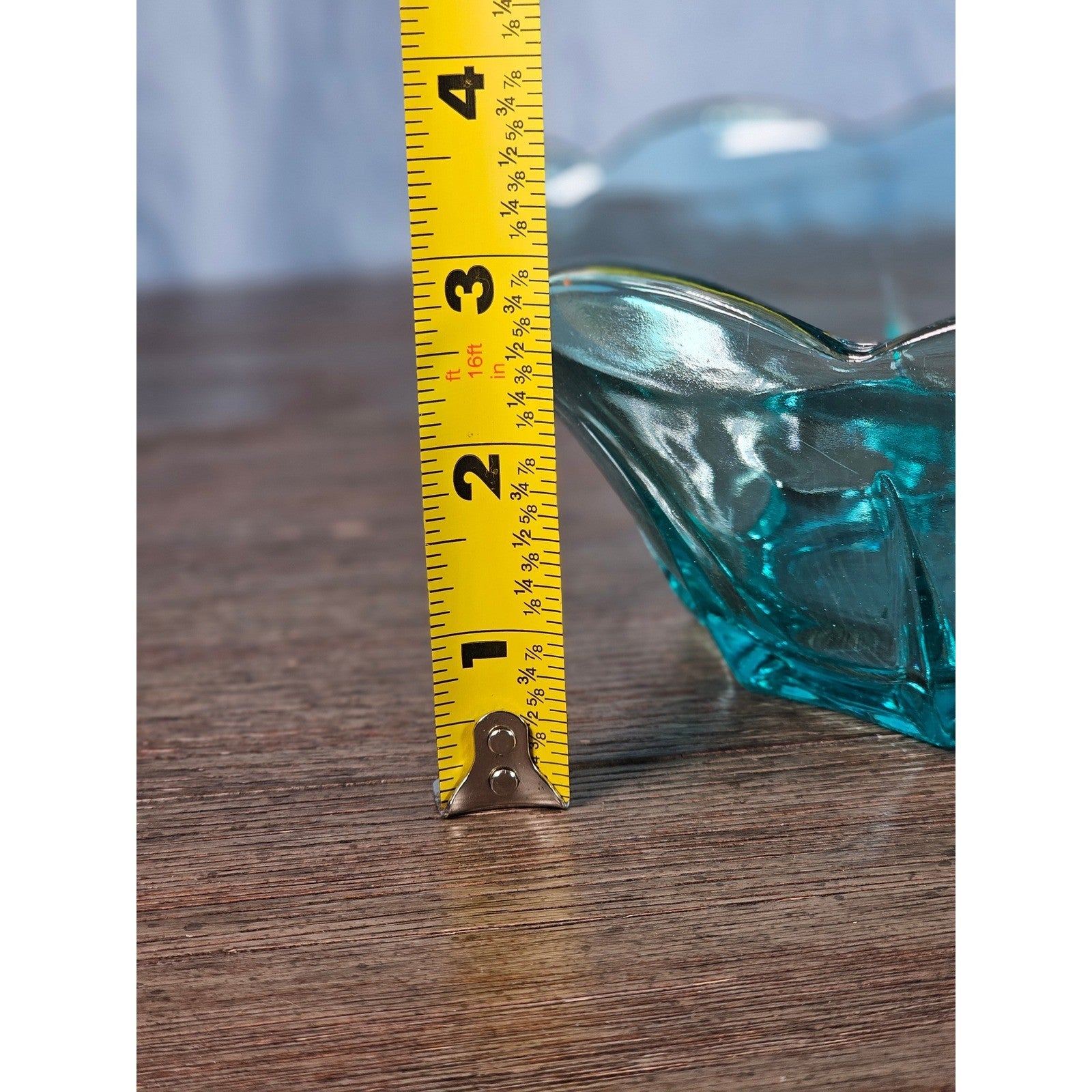 Vintage Aqua Glass Scalloped Bowl | 8 Inch Decorative Serving Dish