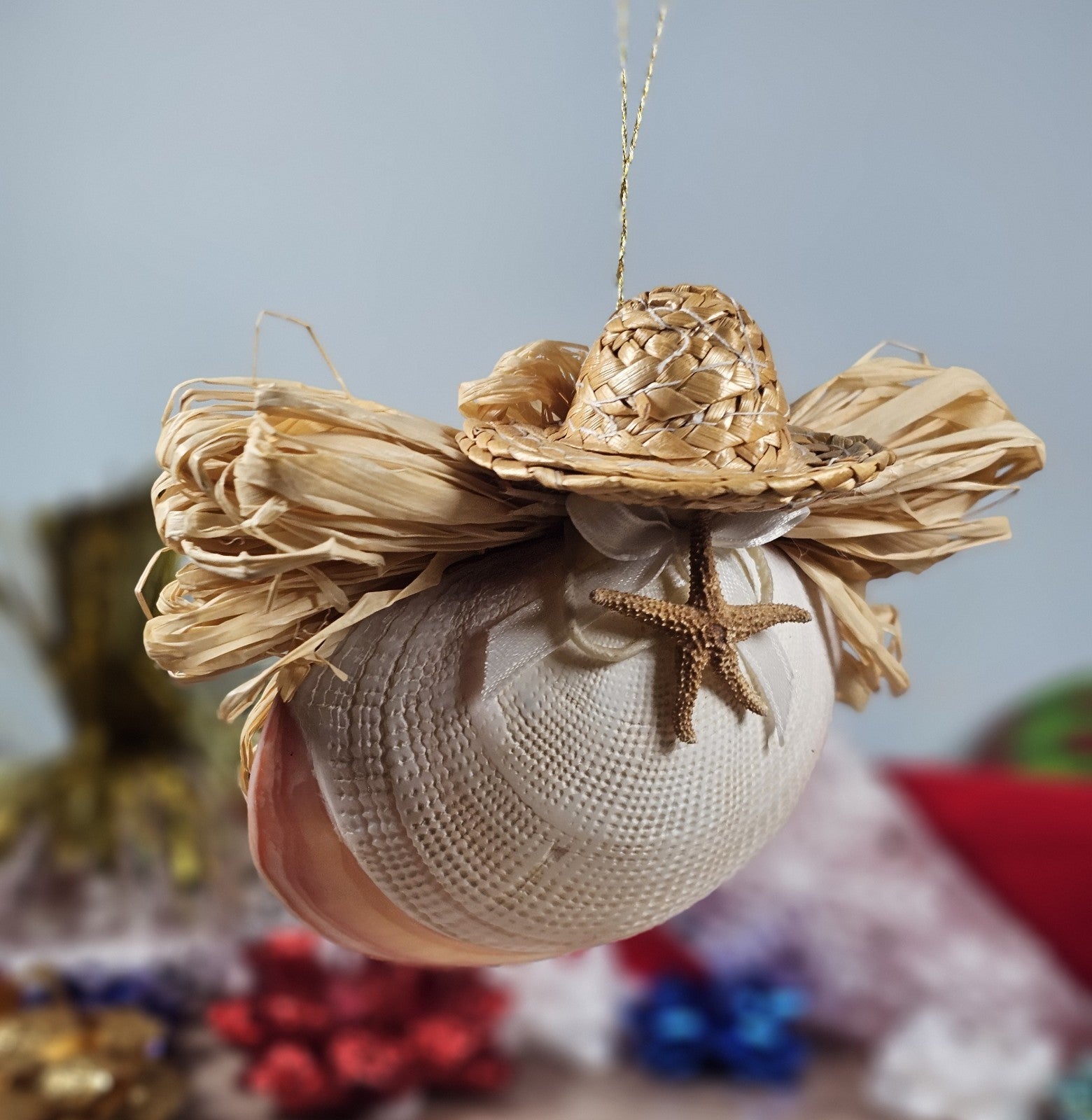 3x4 Sea Shell Angel Ornament with Starfish ~ Coastal Beach Christmas Decor