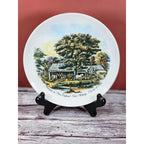Vintage Currier & Ives Autumn Rural Scene Plate 6.5" Horse Barn Art
