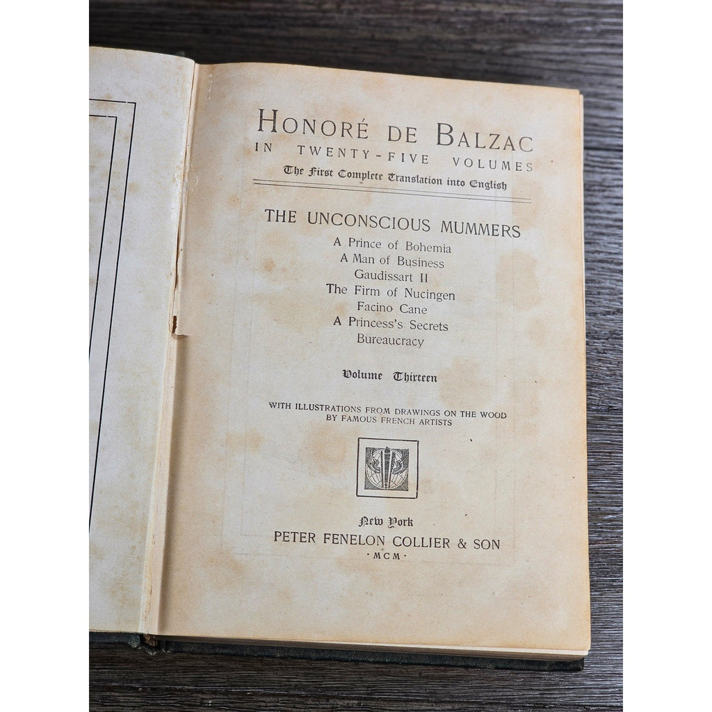 1900 Balzac The Unconscious Mummers Vol XIII Hardcover Collier