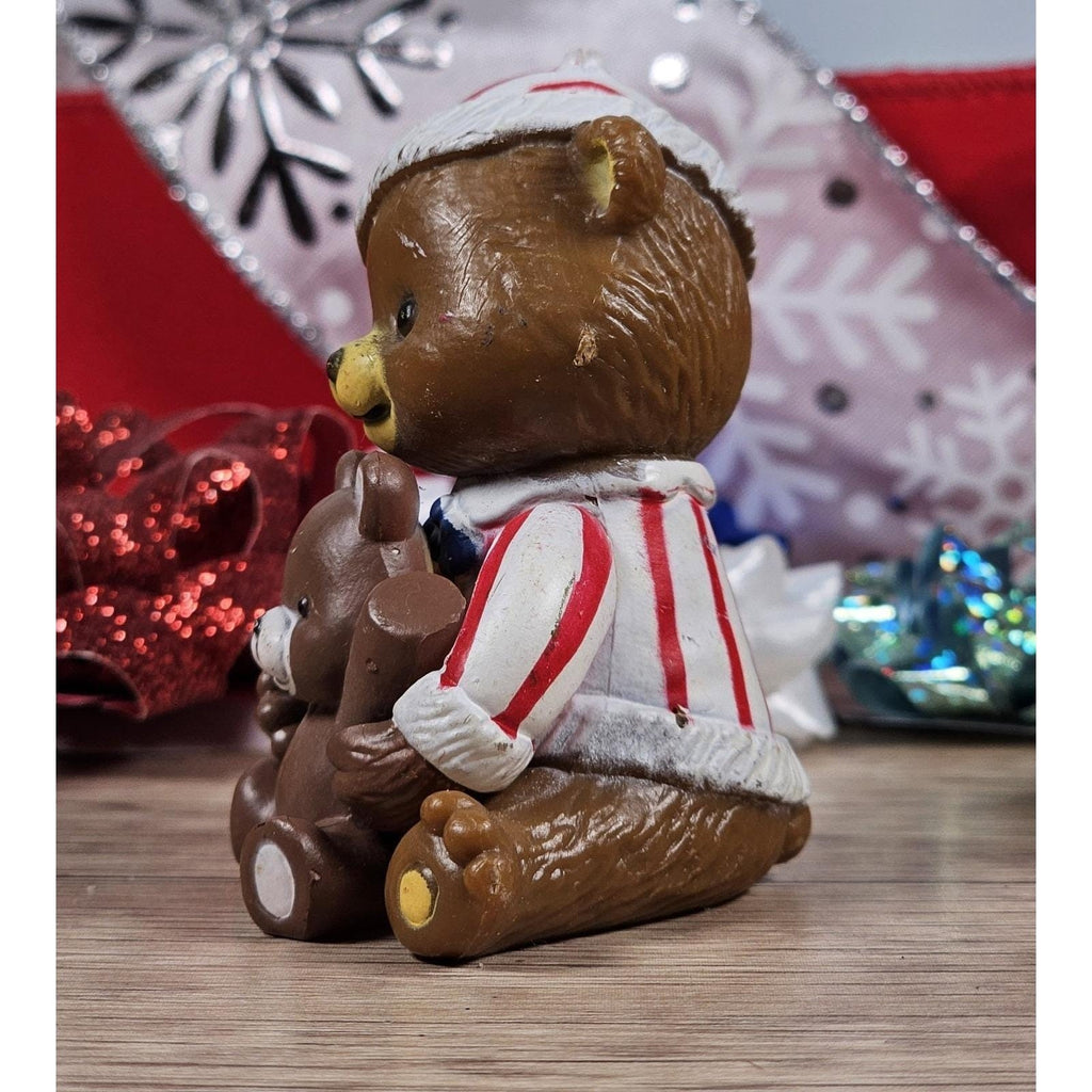 Vintage Bear Figurine Candy Cane Pajamas Teddy Bear 2.5 Inch