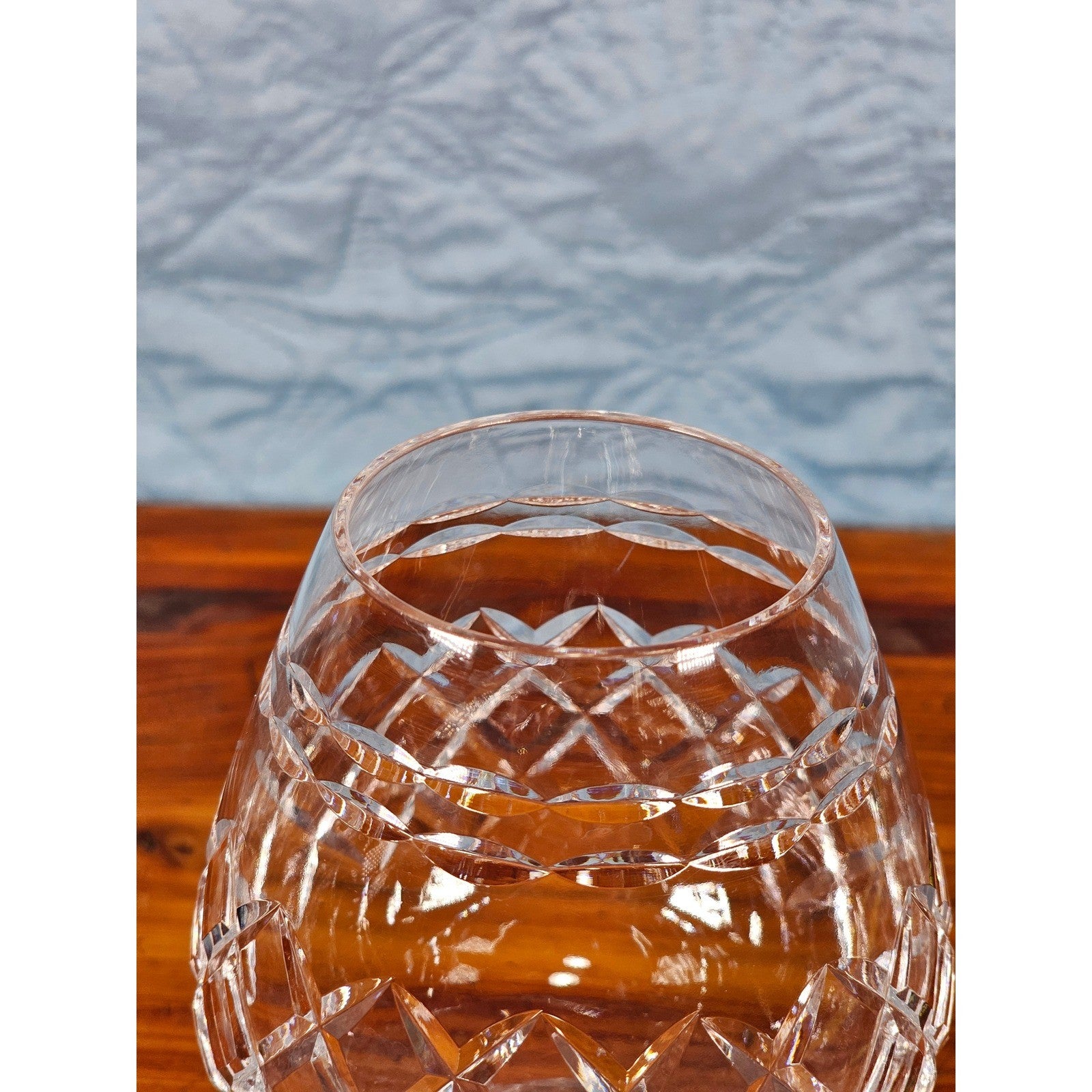 Vintage Crystal Brandy Snifter Diamond Cut Cognac Glass Stemmed