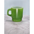 Vintage Anchor Hocking Green Stackable Mug Oven-Proof Glass 3.5"