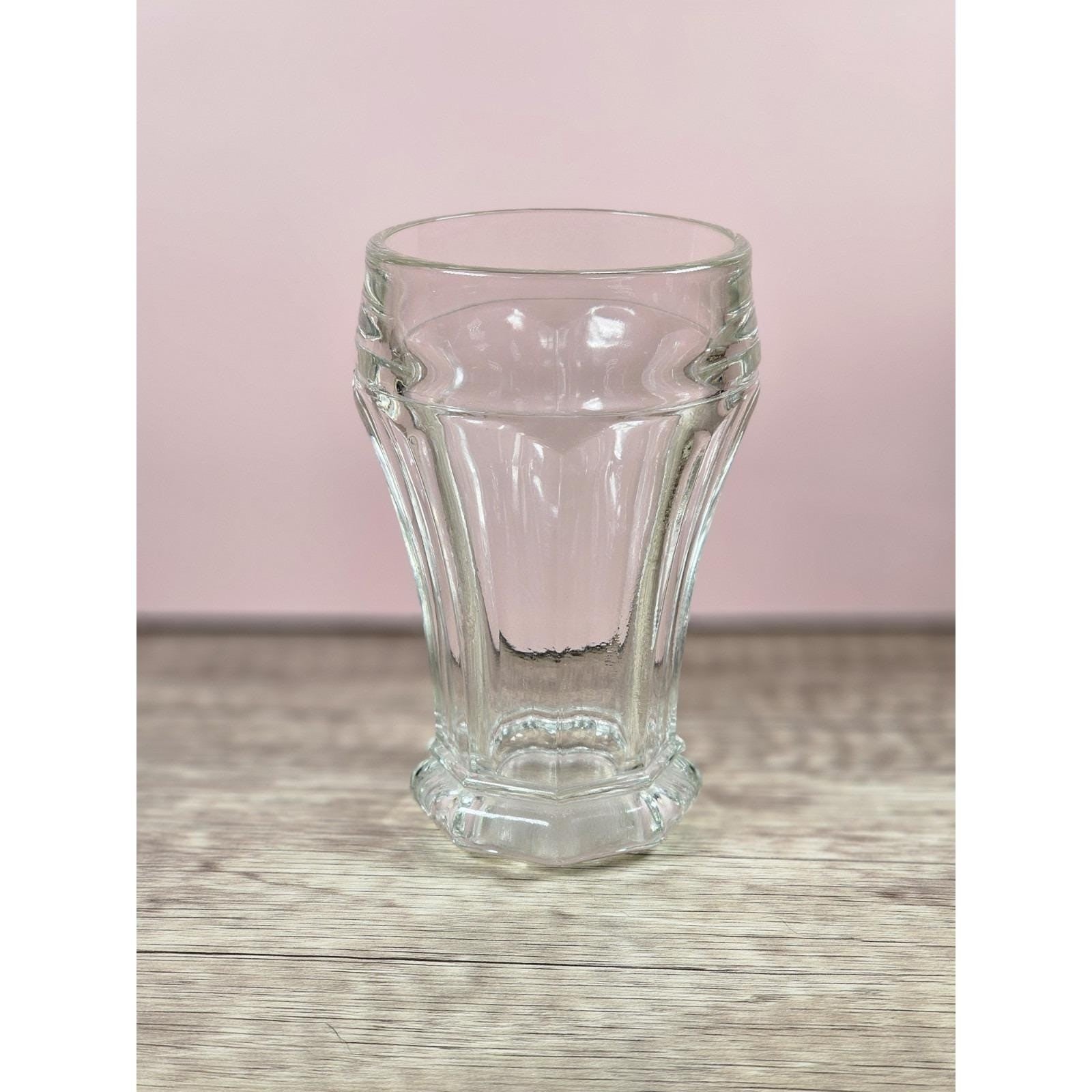 Vintage Crisa Paneled Glass Tumbler Clear Mid Century Drinkware 4 5/8"
