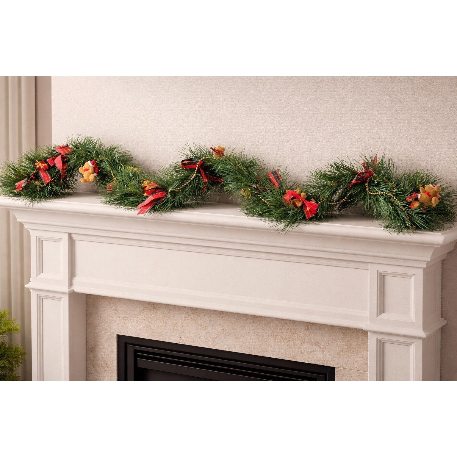 Vintage Christmas Garland 60" Pine Bear Peanut Reindeer Decor