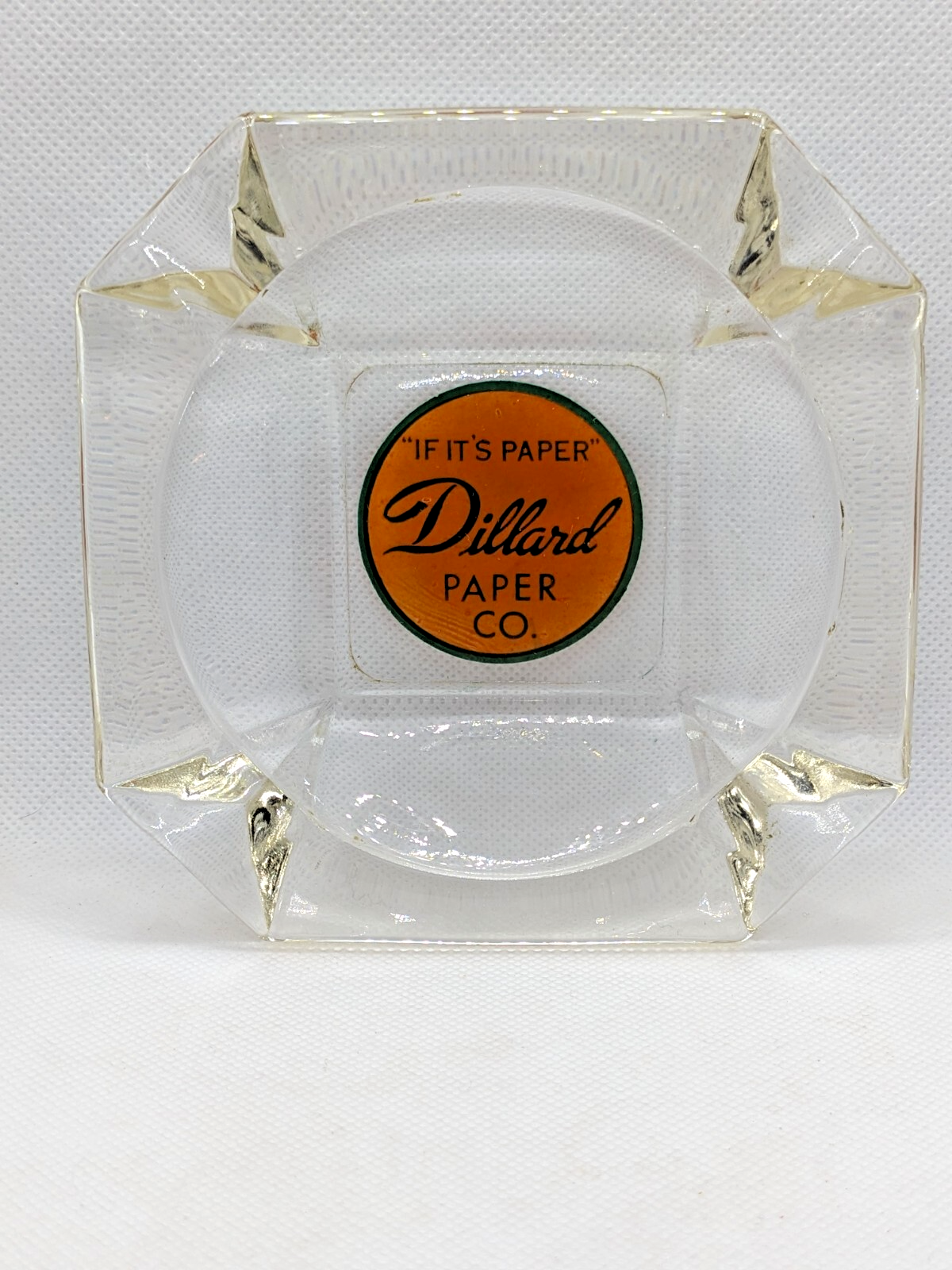 Vintage 1960s Dillard Paper Company Glass Ashtray