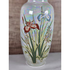 Vintage Japanese Iris Vase Hand Painted Floral Gold Trim