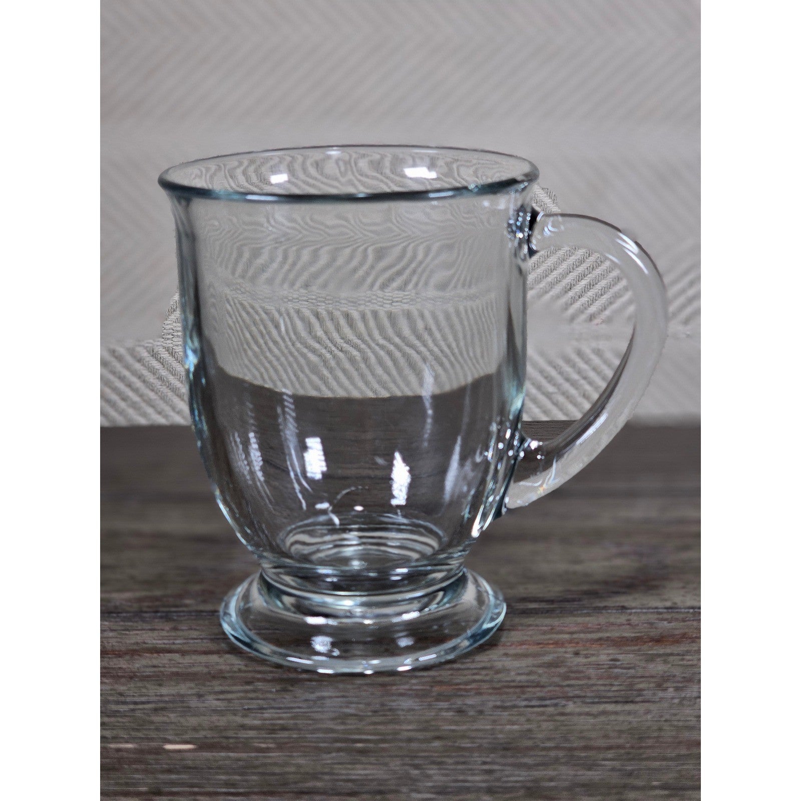 Vintage Anchor Clear Glass Footed Mug USA Made Coffee Tea Cup
