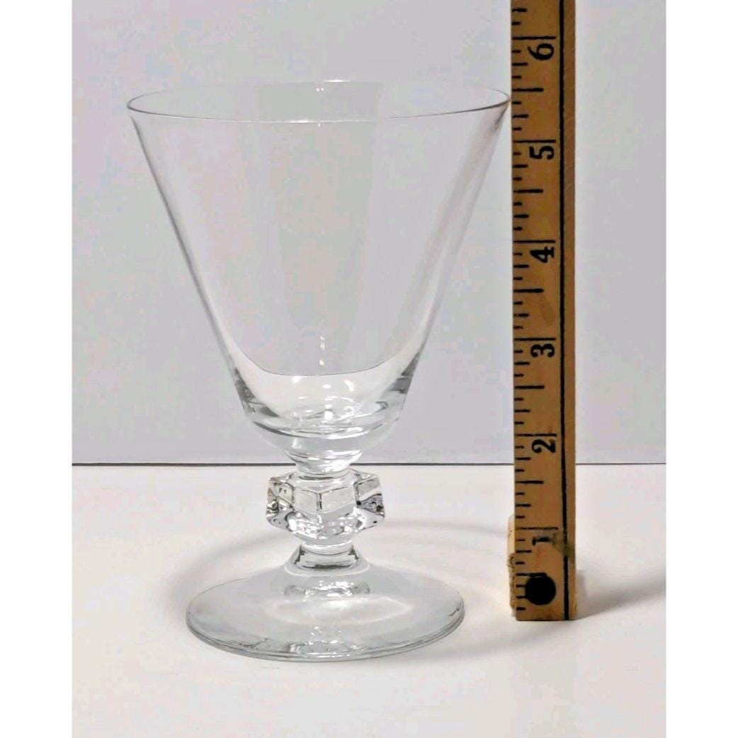 Vintage Crystal Cordial Glasses Set of 3 Cube Stem Barware