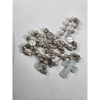 Vintage Rosary Necklace Sacred Heart Cross Religious Medal Beaded