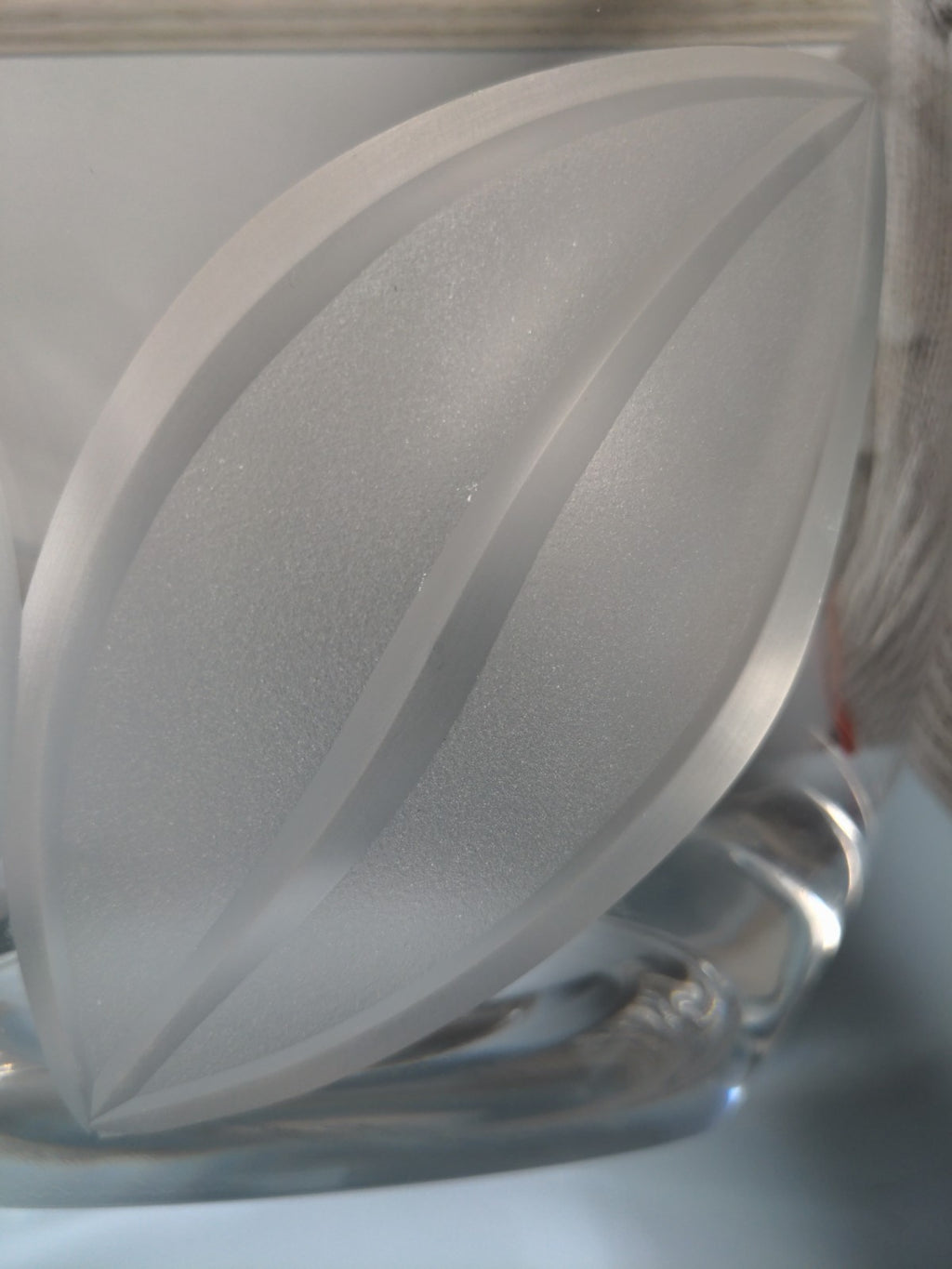 Vintage Crystal Etched Frosted Leaf Vase