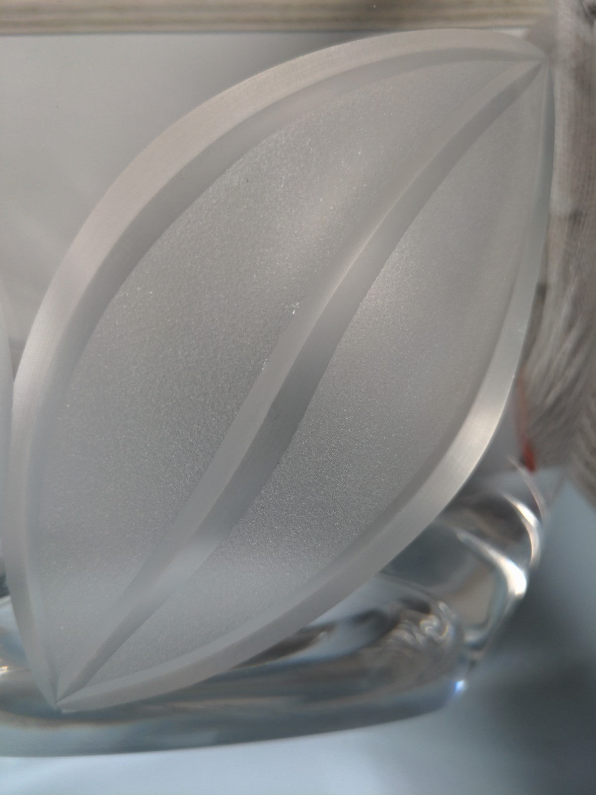 Vintage Crystal Etched Frosted Leaf Vase