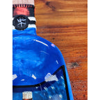 Blue Ceramic Wine Bottle Shaped Serving Dish with Chardonnay Scene NAPA VALLEY