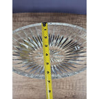 Vintage Cut Crystal Oval Bowl Starburst Pattern Textured Sides
