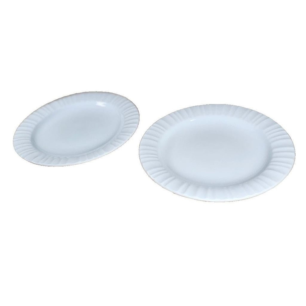 Corningware French White Salad Plates Set of 2 Ribbed Edge 8 Inch Plates