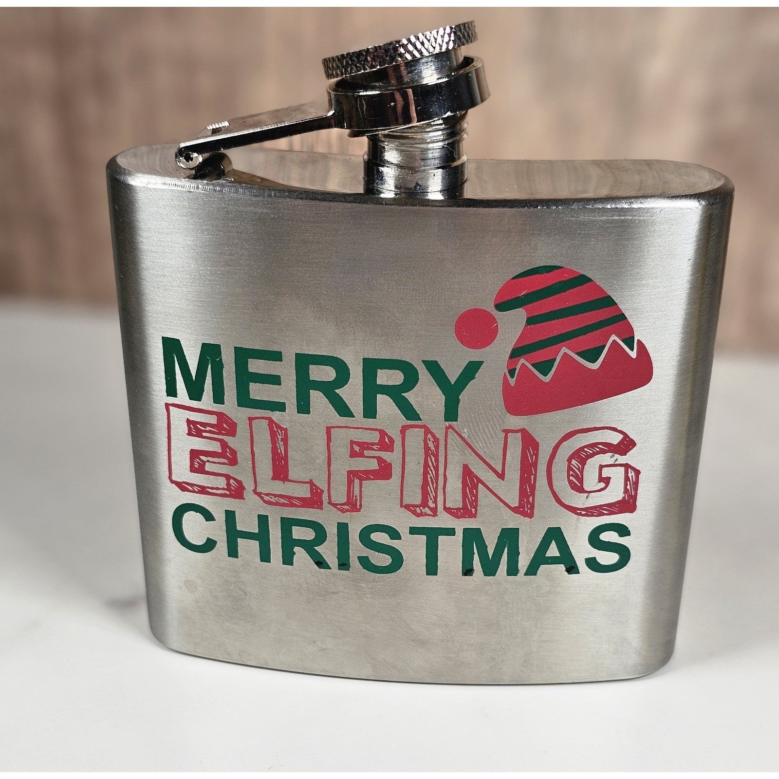 Stainless Steel 5oz Merry Elfing Christmas Flask