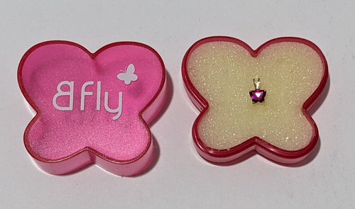 Bfly 10k Gold Fuchsia Stone Butterfly Pendant with Case