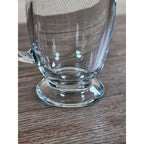 Vintage Clear Glass Pedestal Mug with Handle | Footed Coffee Cup