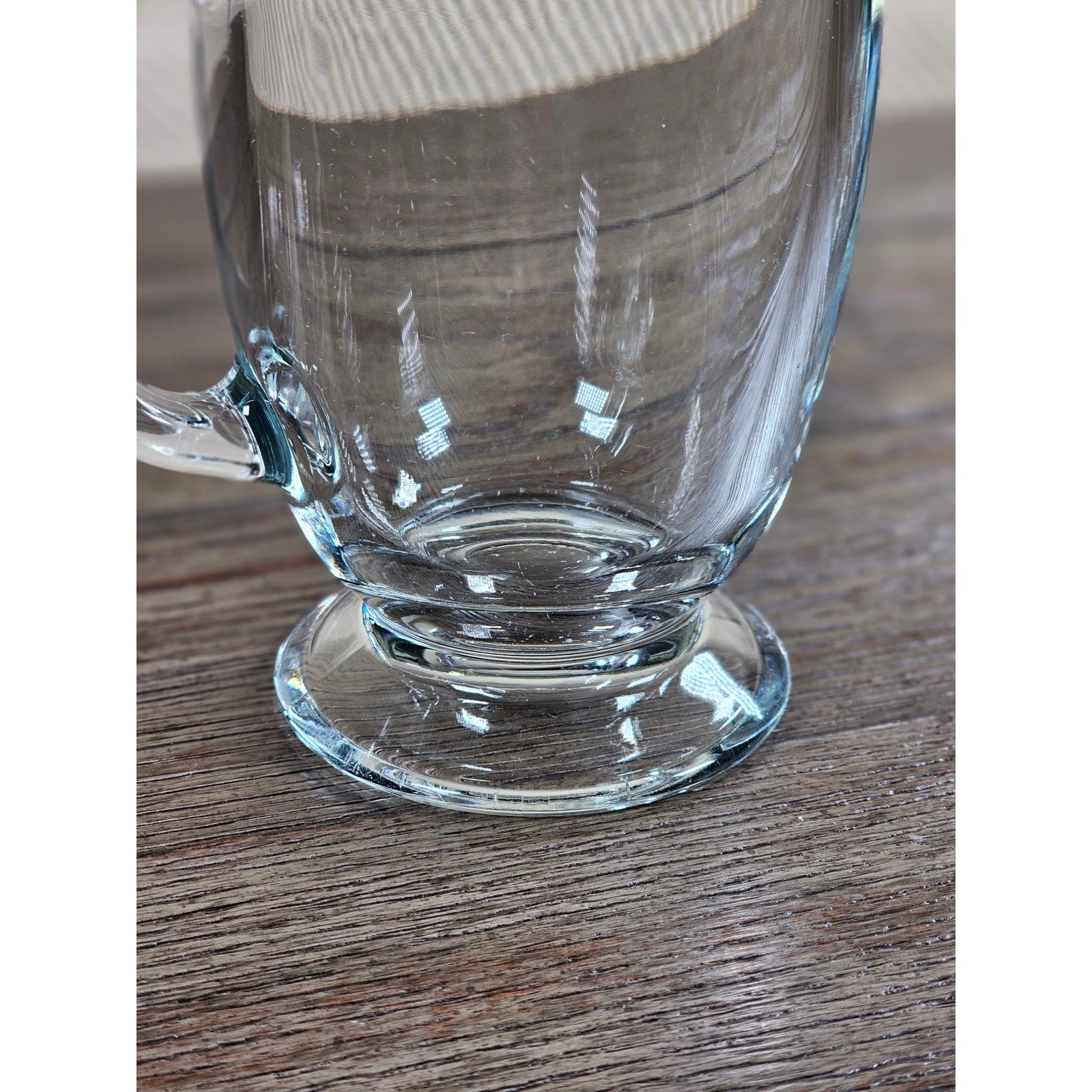 Vintage Clear Glass Pedestal Mug with Handle | Footed Coffee Cup