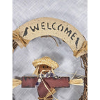 Rustic Autumn Harvest Welcome Wreath | Fall Door Decor with Pumpkins & Foliage