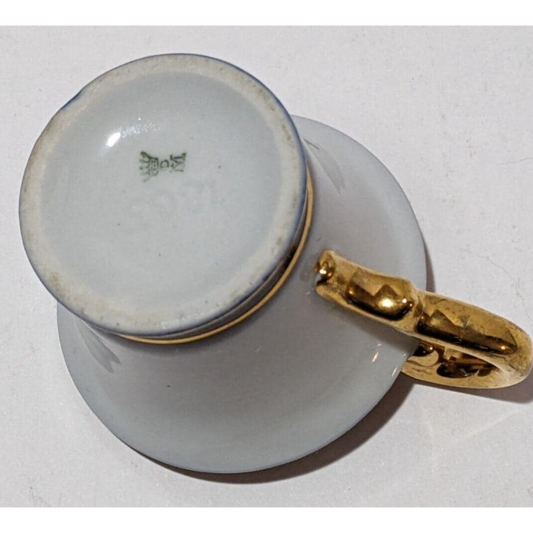 Vintage German Demitasse Cup Gold Plated Floral Eger Co