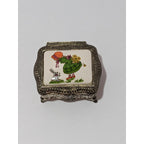 Vintage Silver Plated Trinket Box Red Felt Japan