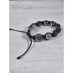 Adjustable Om Bracelet Black Cord Rhinestone Bead Spiritual Bracelet