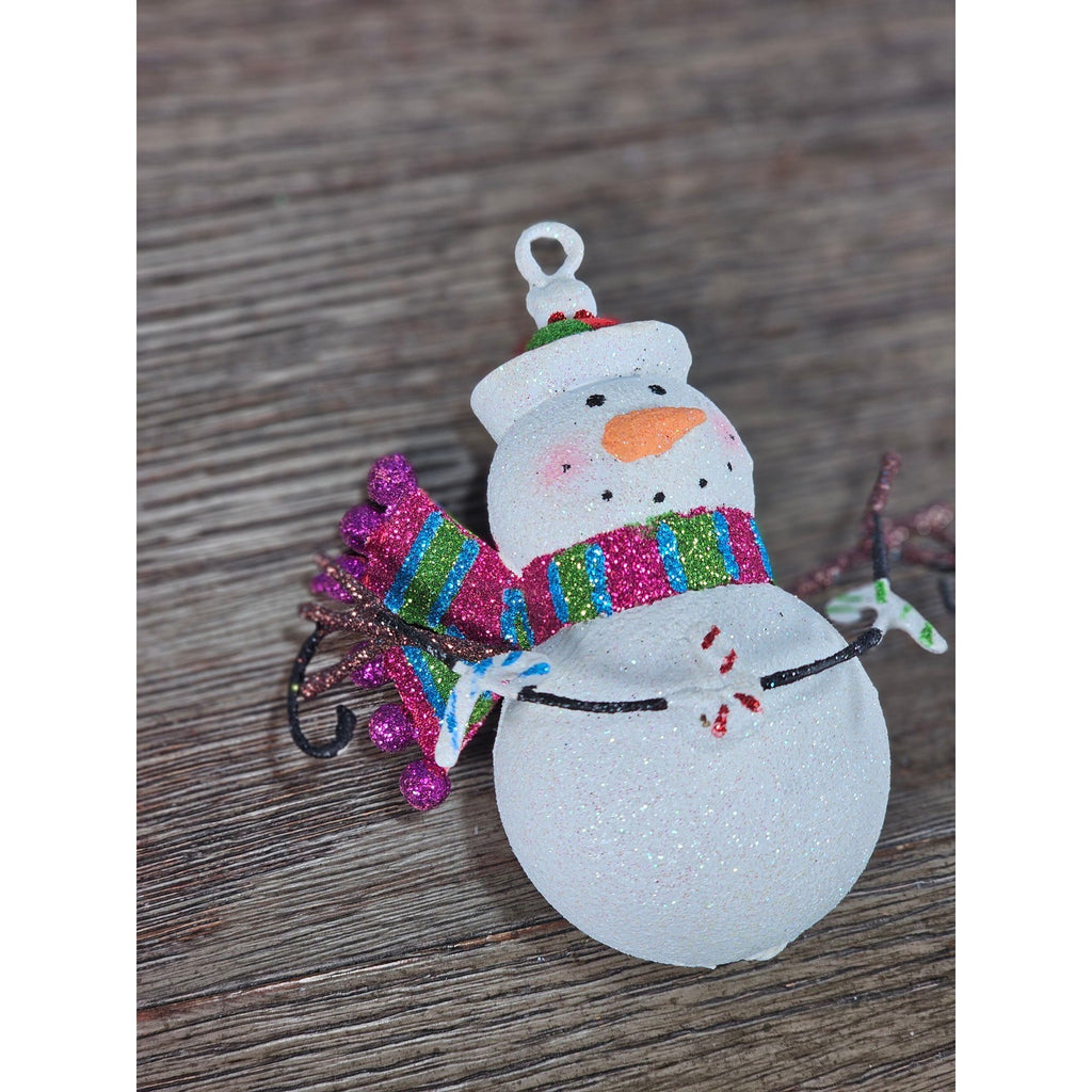 Glitter Snowman Christmas Ornament Candy Cane Garland Holiday Decor