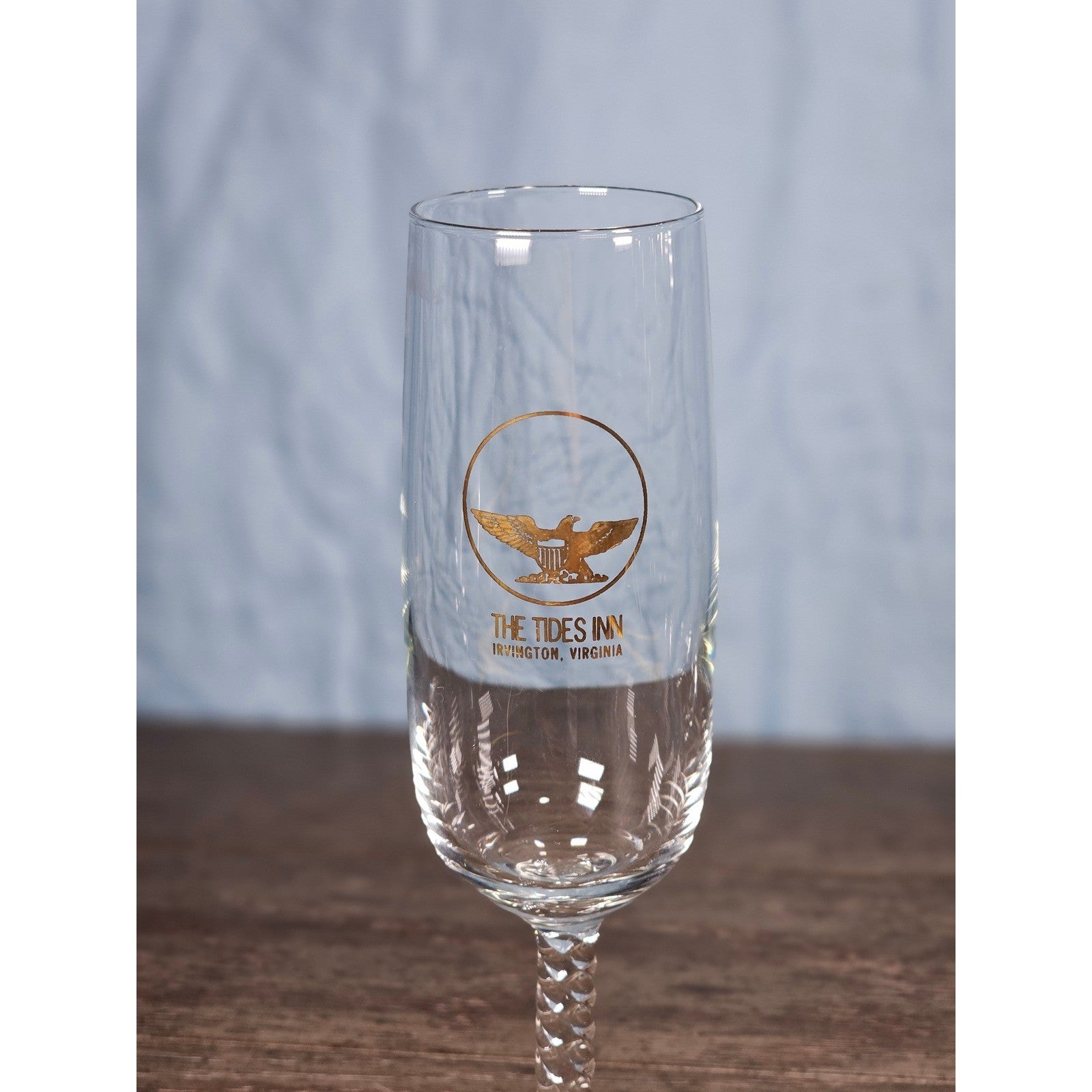 Vintage The Tides Inn Champagne Flutes Twisted Stem Glasses Set of 2