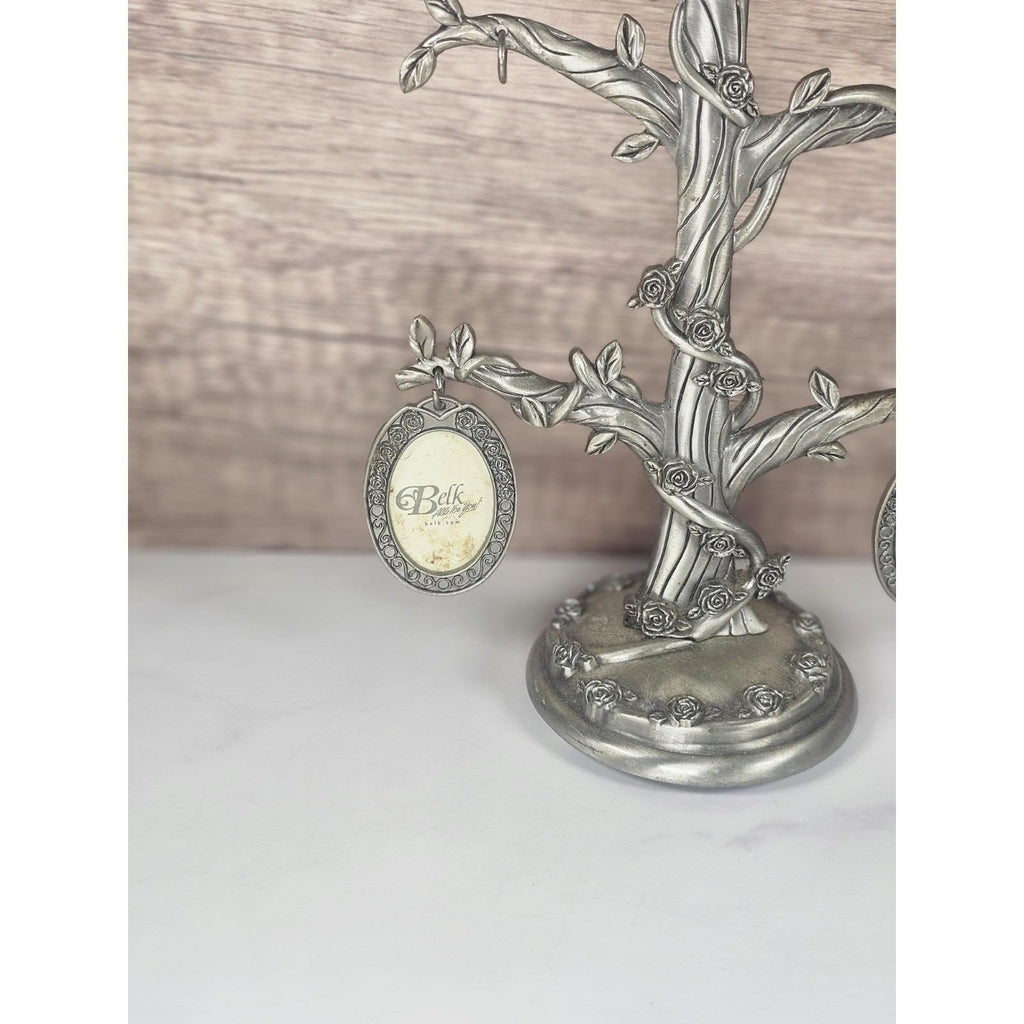 VTG Belk Pewter Rose Bush Family Cameo Photo Holder Display, 11.5" Project Piece