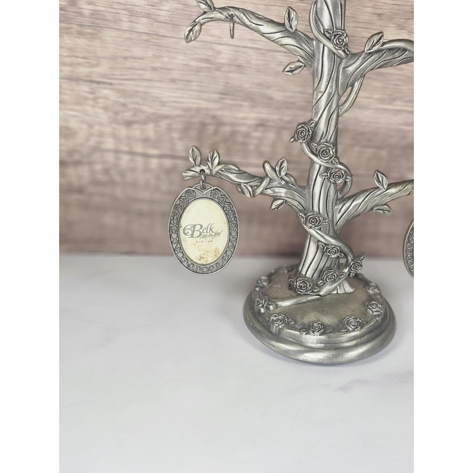 VTG Belk Pewter Rose Bush Family Cameo Photo Holder Display, 11.5" Project Piece