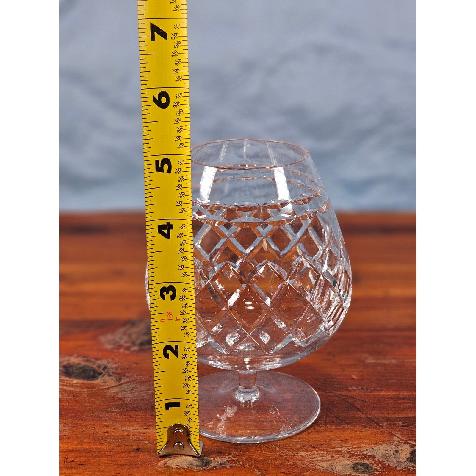 Vintage Crystal Brandy Snifter Diamond Cut Cognac Glass Stemmed