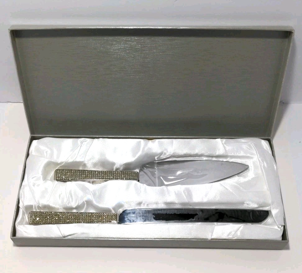 Glitter Diamonds Galore Wedding Cake Knife & Server Set — Sparkling Stainless