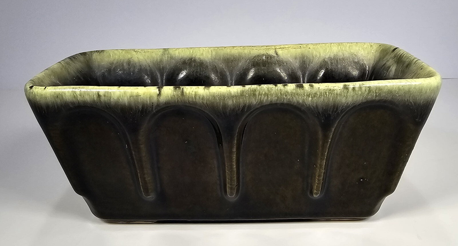 Vintage Hull USA Brown Drip Glaze Rectangular Planter F12 Mid-Century Pottery
