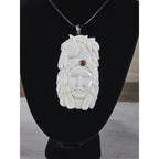 Vintage Hand Carved Natural Material Horse Female Portrait Pendant