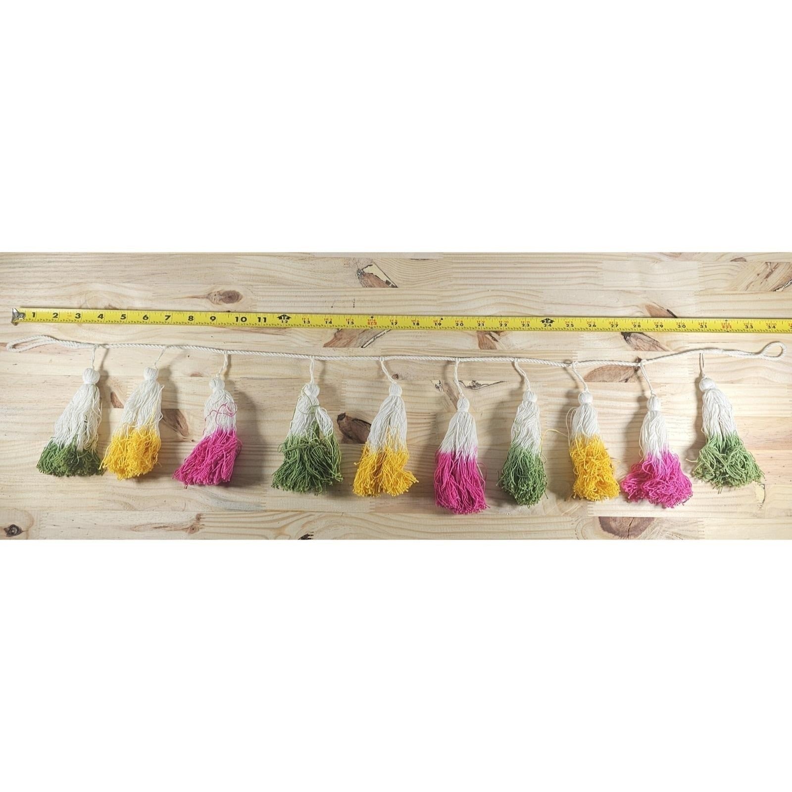 Yarn Tassel Garland Multicolor Decor Yellow Pink Green
