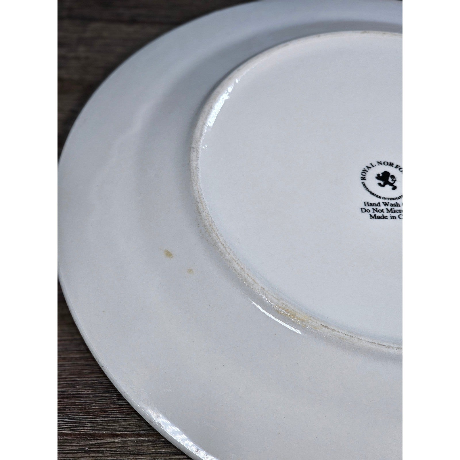 Royal Norfolk White Dinner Plate 10 Inch Gold Rim Hand Wash Only