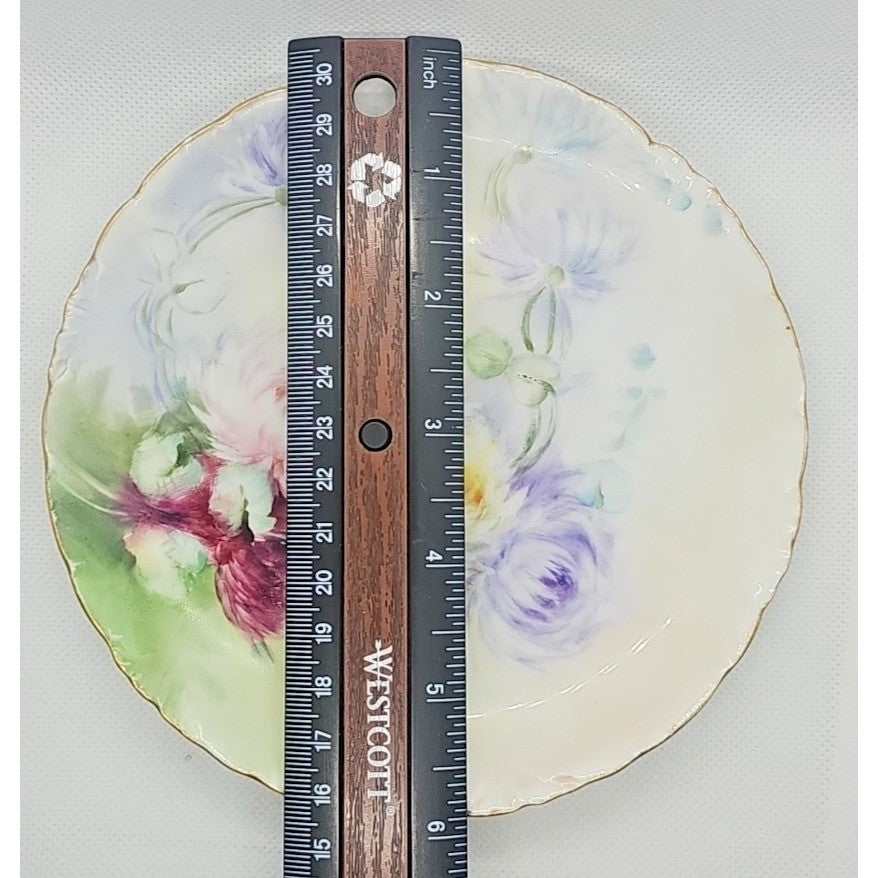 Antique Hand Painted RC Versailles Bavaria Floral Porcelain Plate with Gold Rim