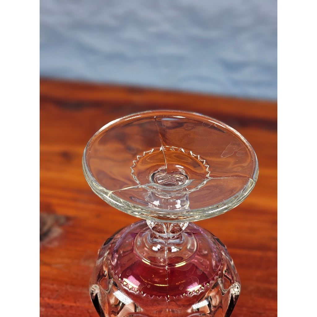 Vintage Amethyst Overlay Hobnail Wine Glass Purple Crystal Goblet